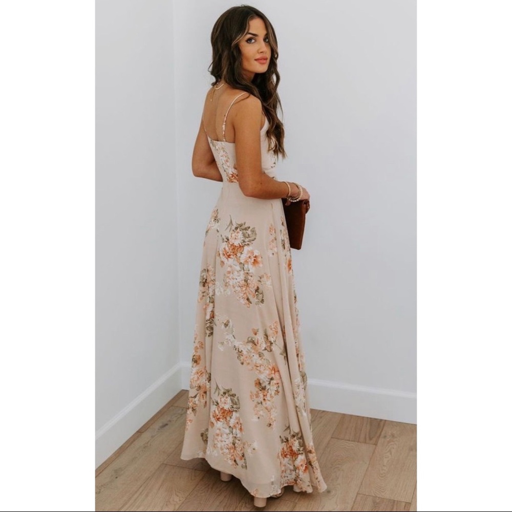 VICI SMILE SAYS IT ALL FLORAL TIE FRONT MAXI DRESS